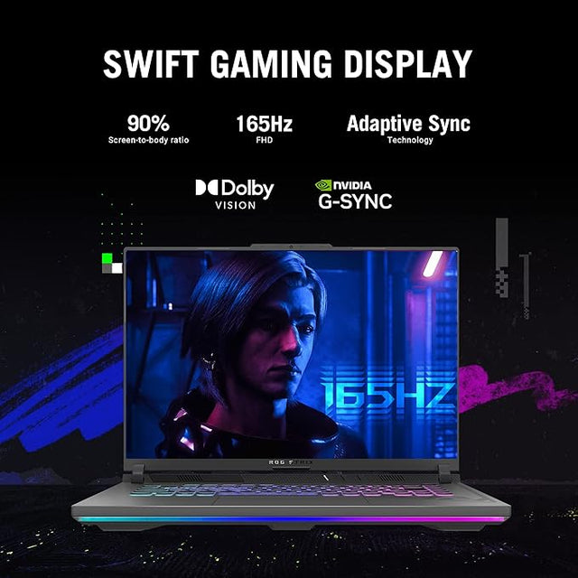 ASUS ROG Strix G16 G614JV Gaming Laptop, 16" 2K FHD+ IPS 165Hz Display, Intel Core i9-13980HX, 16GB RAM, 1TB SSD, GeForce RTX 4060 8GB GPU, ENG Backlit K/B, Win 11, Eclipse Gray